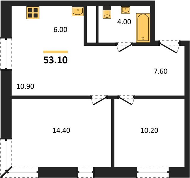 Фото №1: 2-комнатная квартира 53 м² - Яблоновский, жилой комплекс Грин Эпл, 