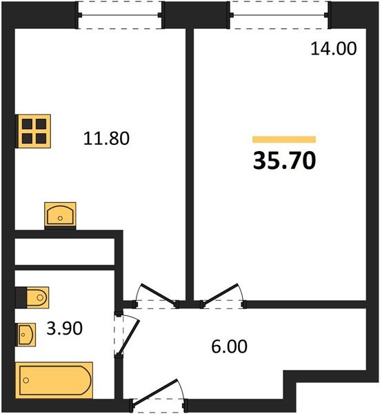 Фото №1: 1-комнатная квартира 35 м² - Яблоновский, мкр. жилой комплекс Грин Эпл