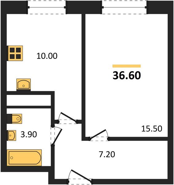 Фото №1: 1-комнатная квартира 36 м² - Яблоновский, мкр. жилой комплекс Грин Эпл