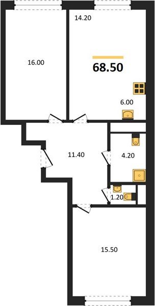 Фото №1: 2-комнатная квартира 68 м² - Яблоновский, жилой комплекс Грин Эпл