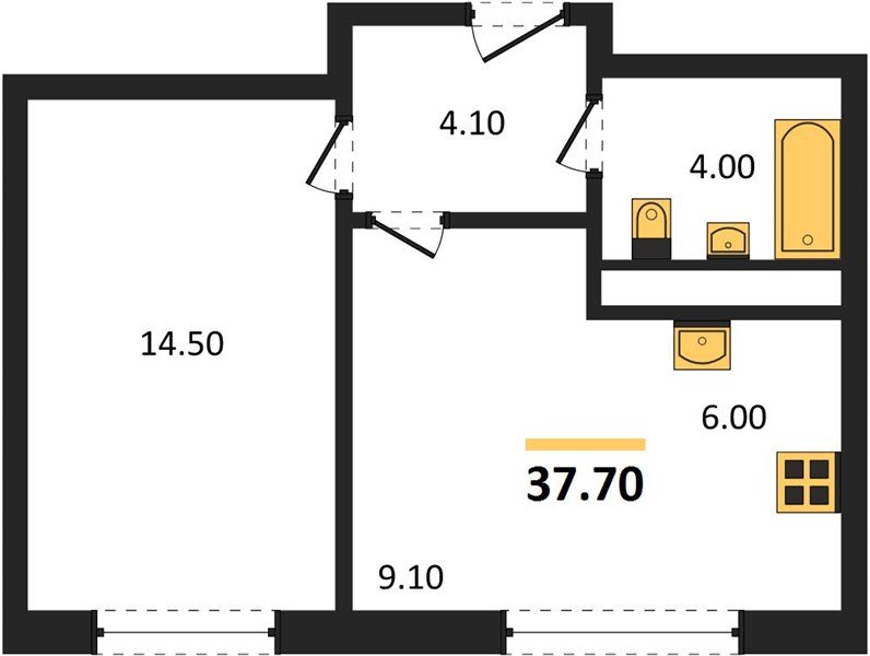 Фото №1: 1-комнатная квартира 37 м² - Яблоновский, жилой комплекс Грин Эпл