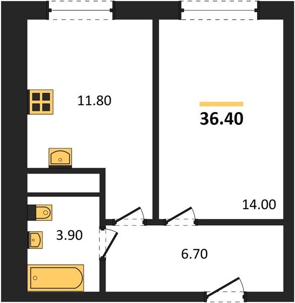 Фото №1: 1-комнатная квартира 36 м² - Яблоновский, жилой комплекс Грин Эпл