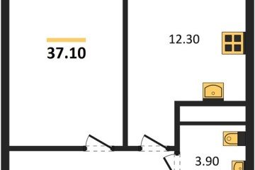 Фото №1: 1-комнатная квартира 37 м² - Яблоновский, мкр. жилой комплекс Грин Эпл, 