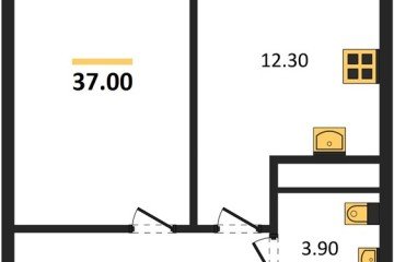 Фото №1: 1-комнатная квартира 37 м² - Яблоновский, мкр. жилой комплекс Грин Эпл, 