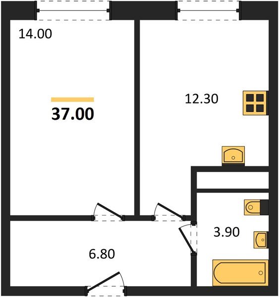 Фото №1: 1-комнатная квартира 37 м² - Яблоновский, мкр. жилой комплекс Грин Эпл