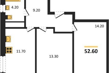 Фото №1: 2-комнатная квартира 52 м² - Яблоновский, мкр. жилой комплекс Грин Эпл, 