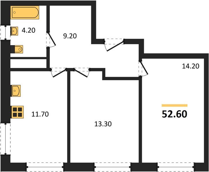 Фото №1: 2-комнатная квартира 52 м² - Яблоновский, мкр. жилой комплекс Грин Эпл