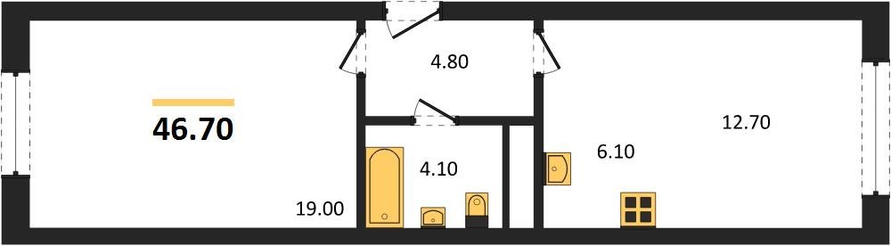 Фото №1: 1-комнатная квартира 46 м² - Яблоновский, жилой комплекс Грин Эпл