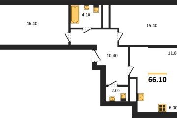 Фото №1: 2-комнатная квартира 66 м² - Яблоновский, мкр. жилой комплекс Грин Эпл, 