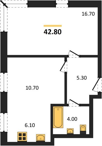 Фото №1: 1-комнатная квартира 42 м² - Яблоновский, жилой комплекс Грин Эпл, 