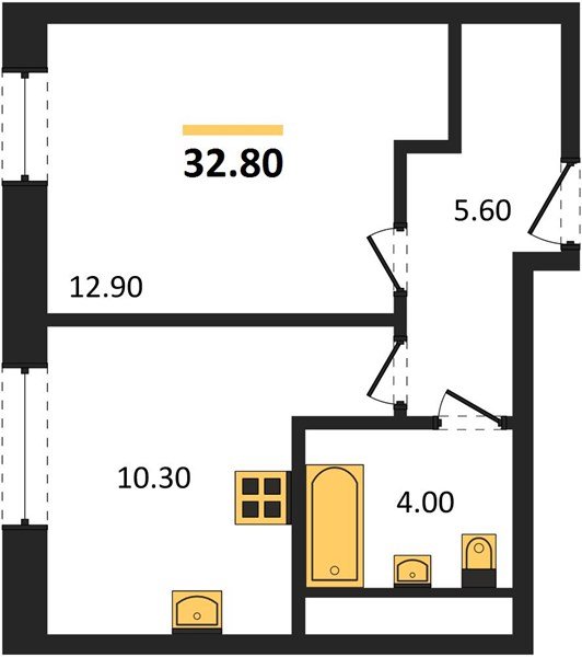 Фото №1: 1-комнатная квартира 32 м² - Яблоновский, жилой комплекс Грин Эпл, 