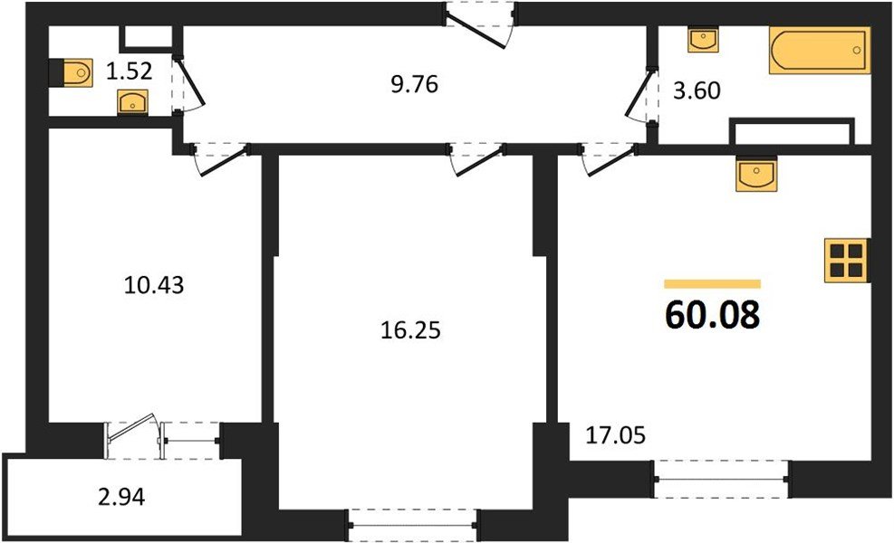 Фото №1: 2-комнатная квартира 60 м² - Краснодар, жилой комплекс Смородина