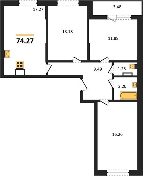 Фото №1: 3-комнатная квартира 74 м² - Краснодар, жилой комплекс Смородина, мкр. Карасунский внутригородской округ