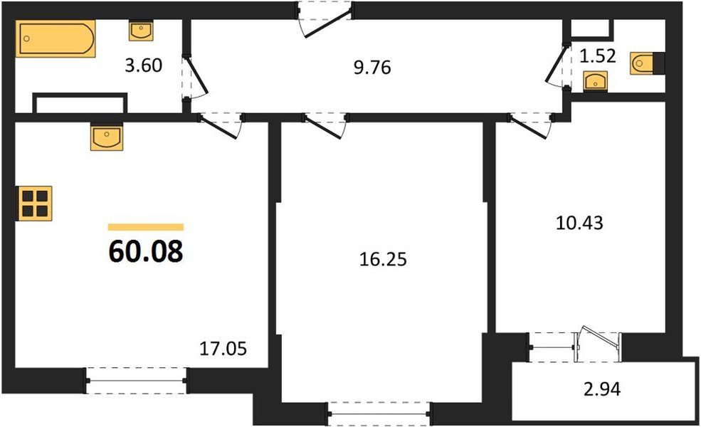 Фото №1: 2-комнатная квартира 60 м² - Краснодар, жилой комплекс Смородина, мкр. Карасунский внутригородской округ