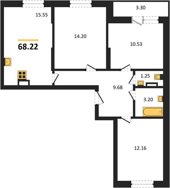Фото №1: 3-комнатная квартира 68 м² - Краснодар, Карасунский внутригородской округ, мкр. жилой комплекс Смородина