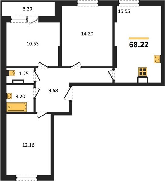 Фото №1: 3-комнатная квартира 68 м² - Краснодар, Карасунский внутригородской округ, мкр. жилой комплекс Смородина