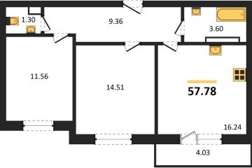 Фото №1: 2-комнатная квартира 57 м² - Краснодар, мкр. жилой комплекс Смородина, 