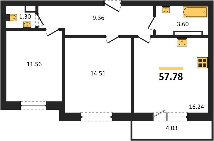 Фото №1: 2-комнатная квартира 57 м² - Краснодар, жилой комплекс Смородина, 