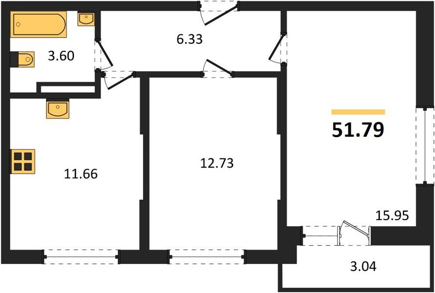 Фото №1: 2-комнатная квартира 51 м² - Краснодар, жилой комплекс Смородина, 