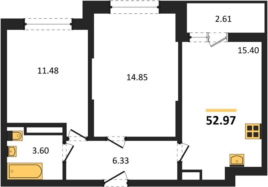 Фото №1: 2-комнатная квартира 52 м² - Краснодар, Карасунский внутригородской округ, мкр. жилой комплекс Смородина