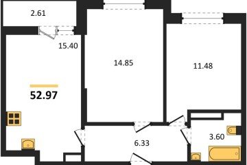 Фото №1: 2-комнатная квартира 52 м² - Краснодар, мкр. жилой комплекс Смородина, 
