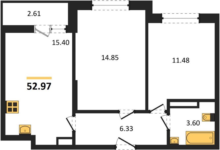 Фото №1: 2-комнатная квартира 52 м² - Краснодар, жилой комплекс Смородина, 