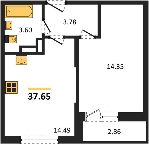 Фото №1: 1-комнатная квартира 37 м² - Краснодар, Карасунский внутригородской округ, мкр. жилой комплекс Смородина