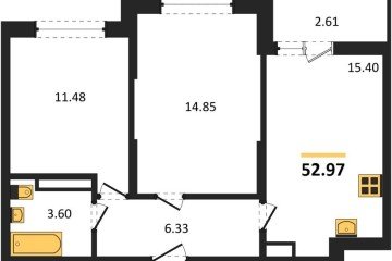 Фото №1: 2-комнатная квартира 52 м² - Краснодар, мкр. жилой комплекс Смородина, 