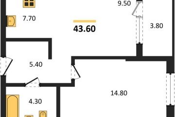 Фото №1: 1-комнатная квартира 43 м² - Краснодар, мкр. Карасунский внутригородской округ, ул. Виктора Казанцева