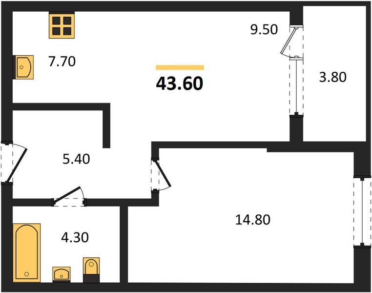 Фото №1: 1-комнатная квартира 43 м² - Краснодар, мкр. Карасунский внутригородской округ, ул. Виктора Казанцева