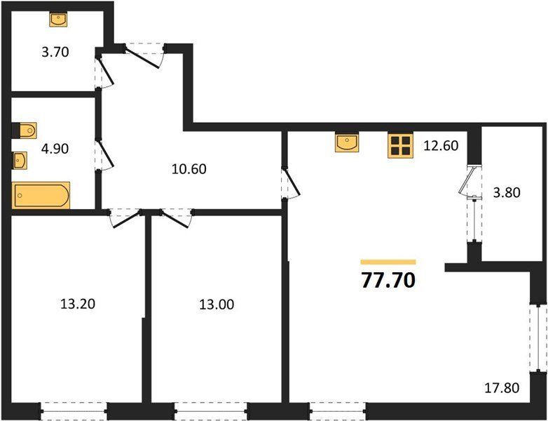 Фото №1: 2-комнатная квартира 77 м² - Краснодар, мкр. Карасунский внутригородской округ, ул. Виктора Казанцева