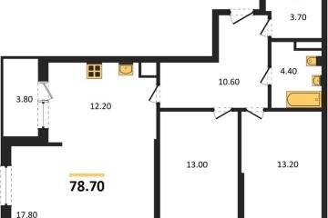 Фото №1: 2-комнатная квартира 78 м² - Краснодар, мкр. Карасунский внутригородской округ, ул. Виктора Казанцева