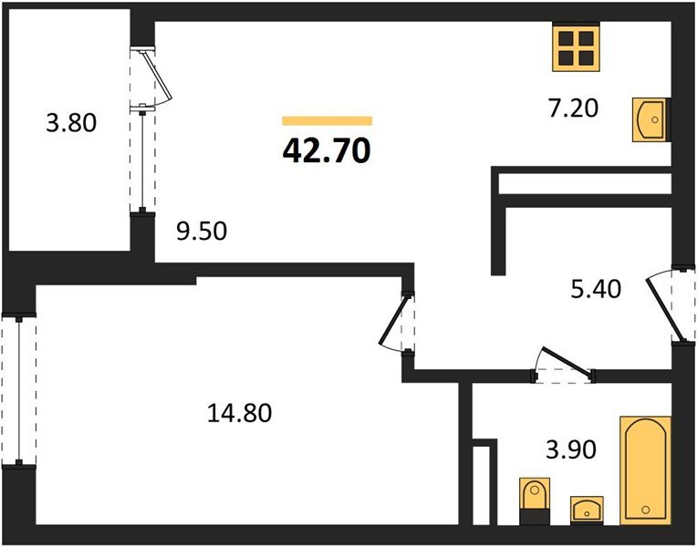 Фото №1: 1-комнатная квартира 42 м² - Краснодар, мкр. Карасунский внутригородской округ, ул. Виктора Казанцева