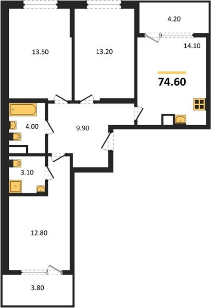 Фото №1: 3-комнатная квартира 78 м² - Краснодар, Карасунский внутригородской округ, мкр. ЖК Первое Место