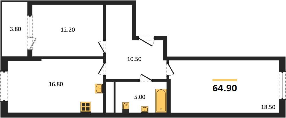 Фото №1: 2-комнатная квартира 64 м² - Краснодар, мкр. Карасунский внутригородской округ