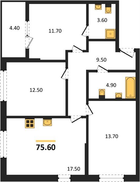 Фото №1: 3-комнатная квартира 75 м² - Краснодар, мкр. Карасунский внутригородской округ