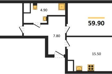 Фото №1: 2-комнатная квартира 59 м² - Краснодар, мкр. Карасунский внутригородской округ, 