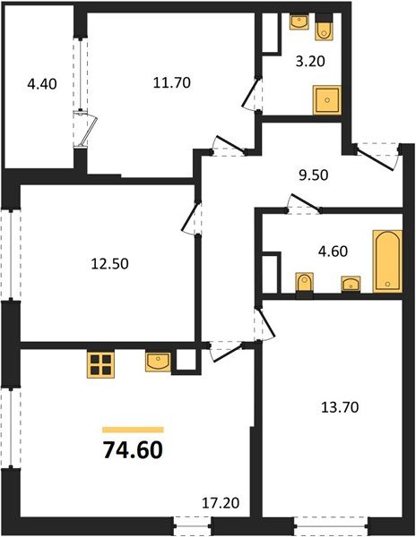 Фото №1: 3-комнатная квартира 74 м² - Краснодар, мкр. Карасунский внутригородской округ