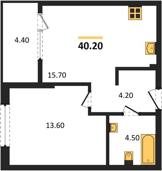 Фото №1: 1-комнатная квартира 40 м² - Краснодар, мкр. Карасунский внутригородской округ