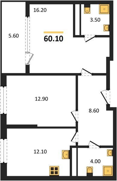 Фото №1: 2-комнатная квартира 62 м² - Краснодар, Карасунский внутригородской округ, мкр. ЖК Первое Место