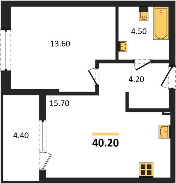 Фото №1: 1-комнатная квартира 40 м² - Краснодар, мкр. Карасунский внутригородской округ
