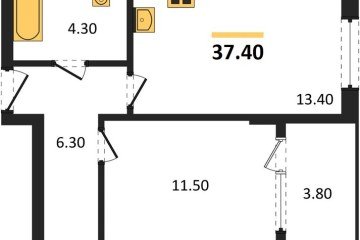 Фото №1: 1-комнатная квартира 37 м² - Краснодар, мкр. Карасунский внутригородской округ, 