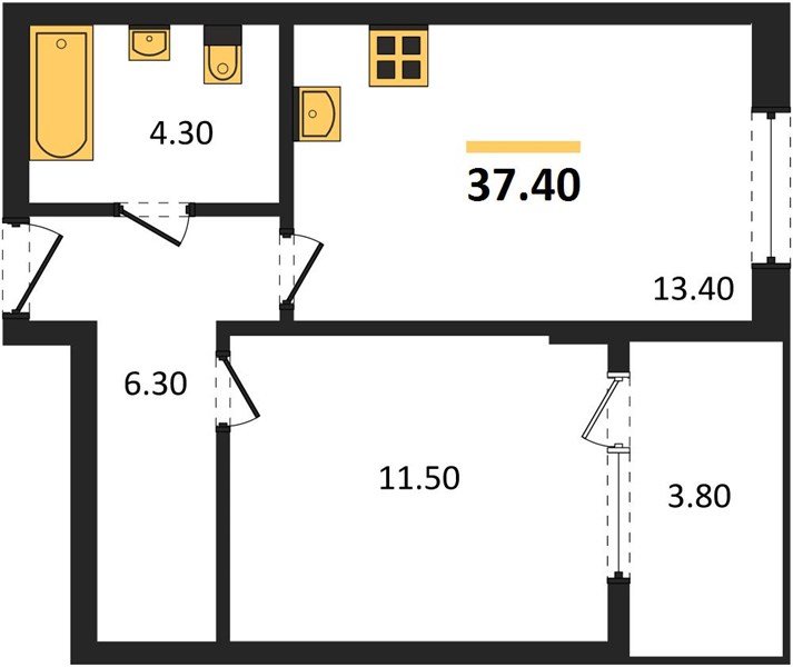 Фото №1: 1-комнатная квартира 37 м² - Краснодар, мкр. Карасунский внутригородской округ