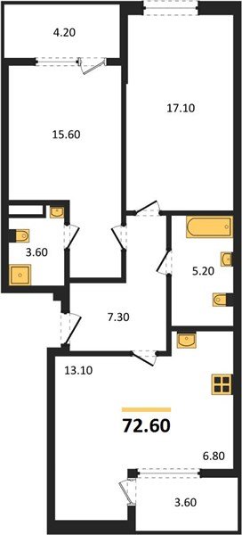 Фото №1: 2-комнатная квартира 72 м² - Краснодар, мкр. Карасунский внутригородской округ