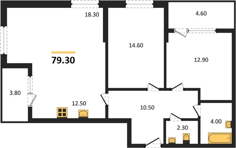 Фото №1: 2-комнатная квартира 79 м² - Краснодар, мкр. Карасунский внутригородской округ