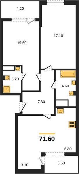 Фото №1: 2-комнатная квартира 71 м² - Краснодар, мкр. Карасунский внутригородской округ