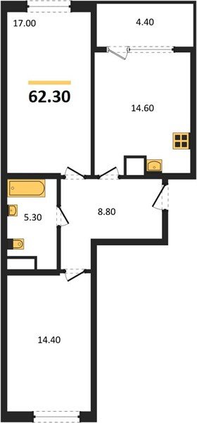 Фото №1: 2-комнатная квартира 62 м² - Краснодар, мкр. Карасунский внутригородской округ