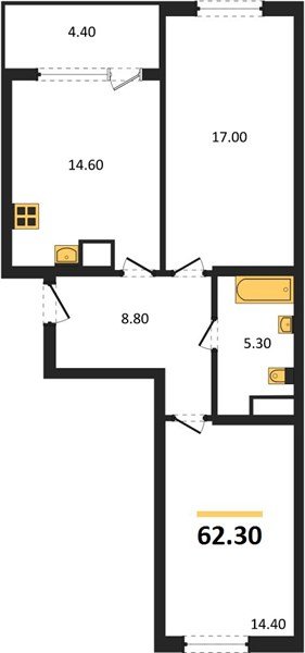 Фото №1: 2-комнатная квартира 62 м² - Краснодар, мкр. Карасунский внутригородской округ