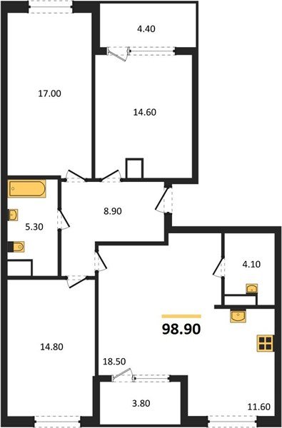 Фото №1: 3-комнатная квартира 103 м² - Краснодар, Карасунский внутригородской округ, мкр. ЖК Первое Место