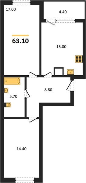 Фото №1: 2-комнатная квартира 63 м² - Краснодар, мкр. Карасунский внутригородской округ
